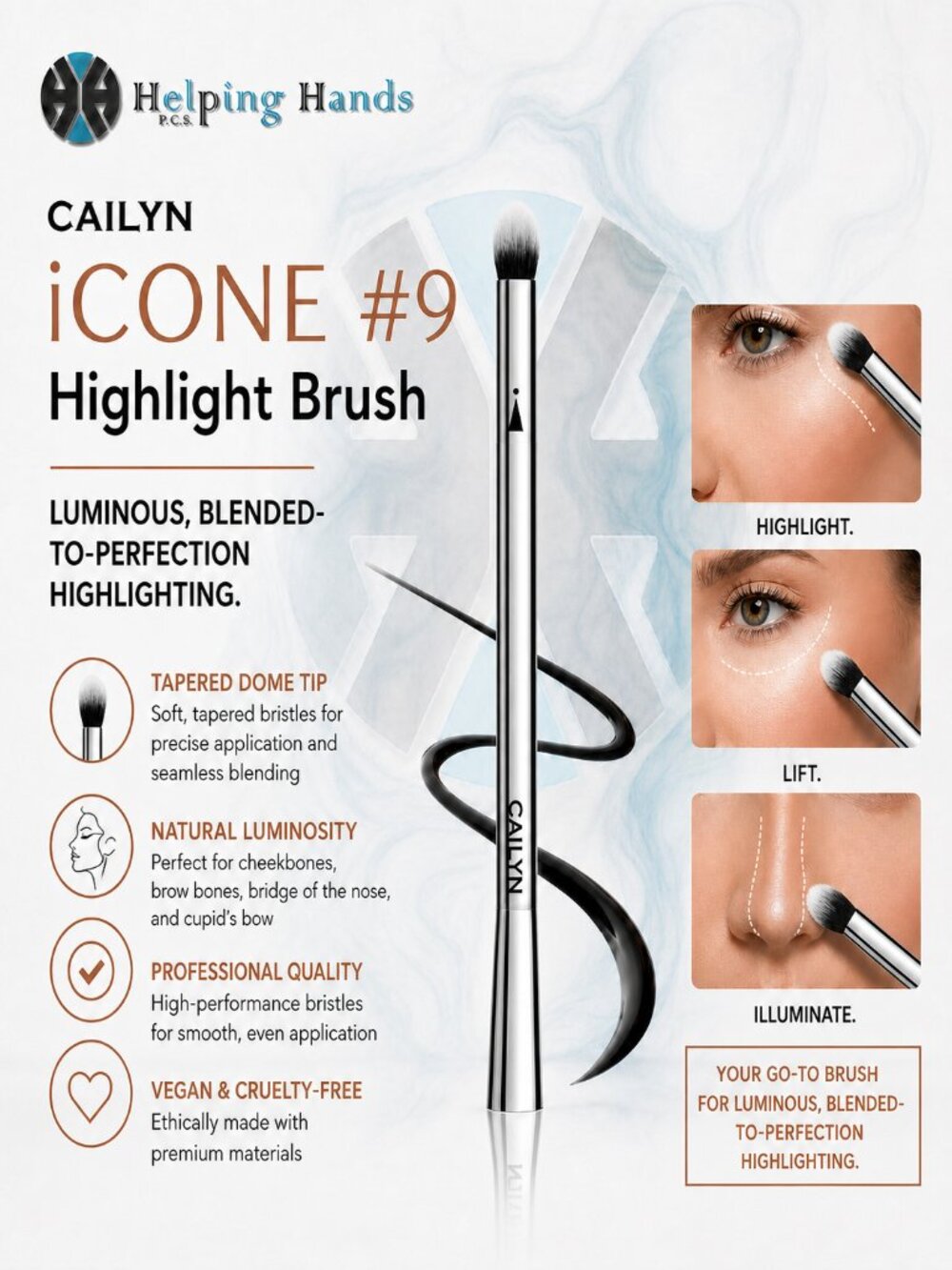 Cailyn iCONE #9 Highlight Brush - Luminous, Blended-To-Perfection Highlighting